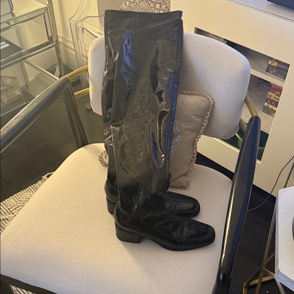 Journee Collection Glossy Black Boots